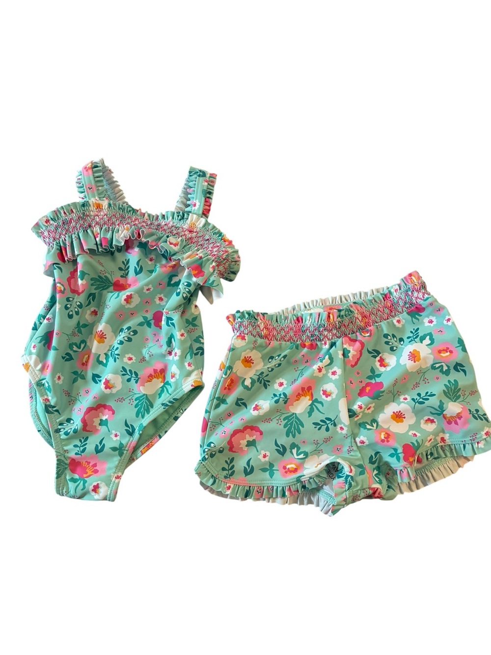 Catherine Malandrino Floral One Piece Swimsuit with Shorts 12-18 months NWT